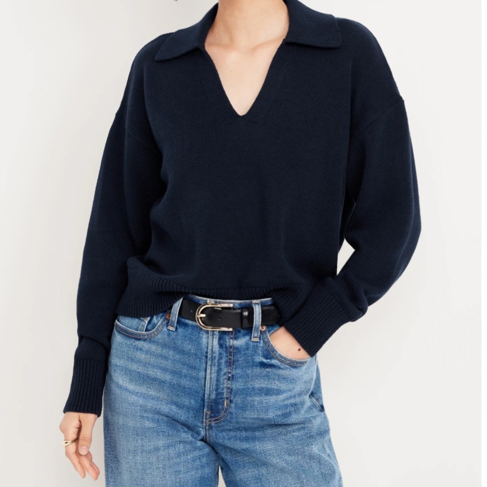 NWT Old Navy Women's V-Neck Sweater, Navy, M-Tall